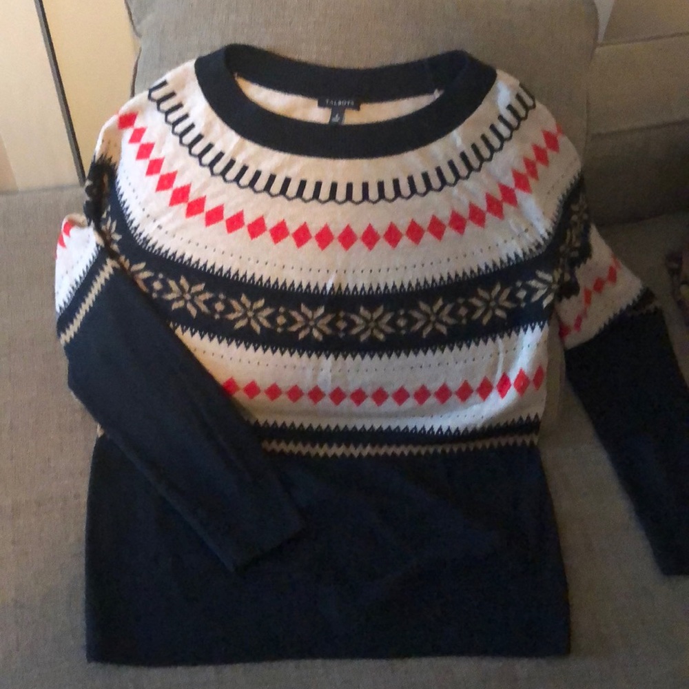 Talbots wool/mohair intarsia knit crewneck.  Small